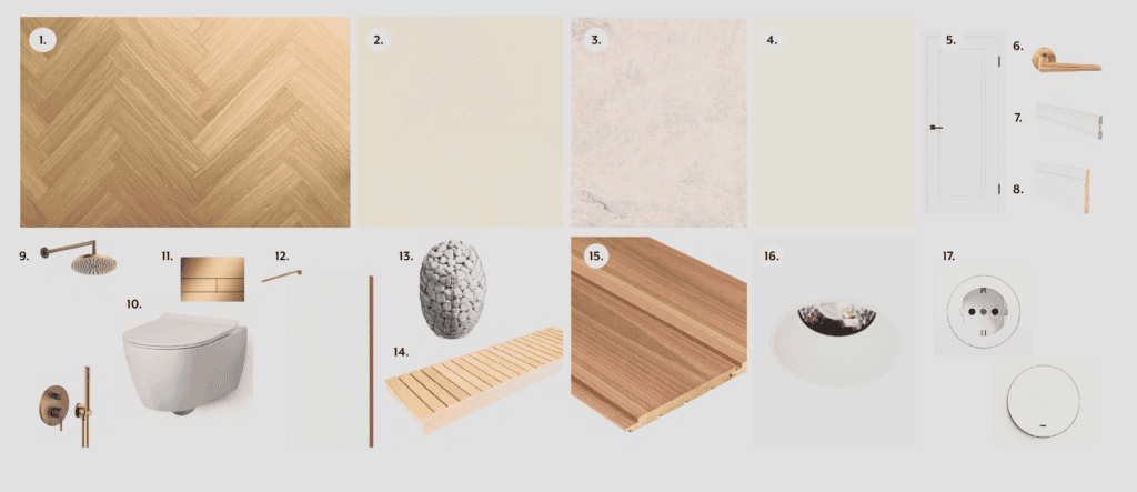 Wooden flooring with herringbone pattern, natural finish, and interior design accessories.